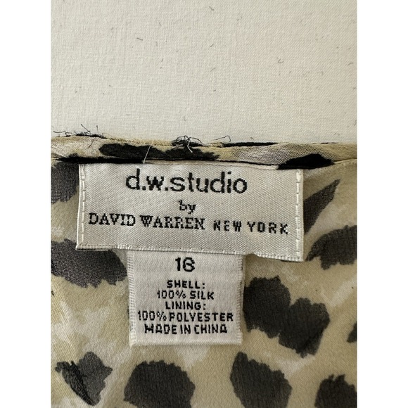 Y2K 90s David Warren New York Leopard Print Silk Blouse Top Open Front Size 16 - Picture 6 of 9